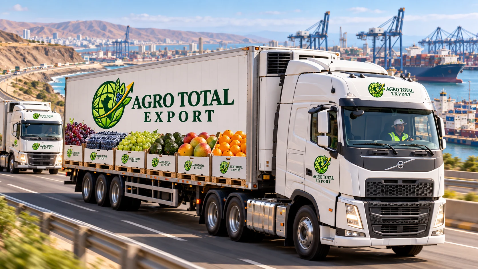 Carga de productos agrícolas preparada para despacho